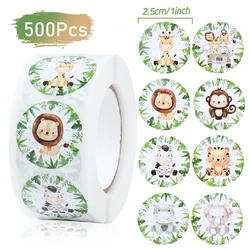 Jungle Animals Birthday Candy Bags Box Sticker Happy Birthday Party Decoration Gifts Thank You Sealing Party Sticker Baby Shower