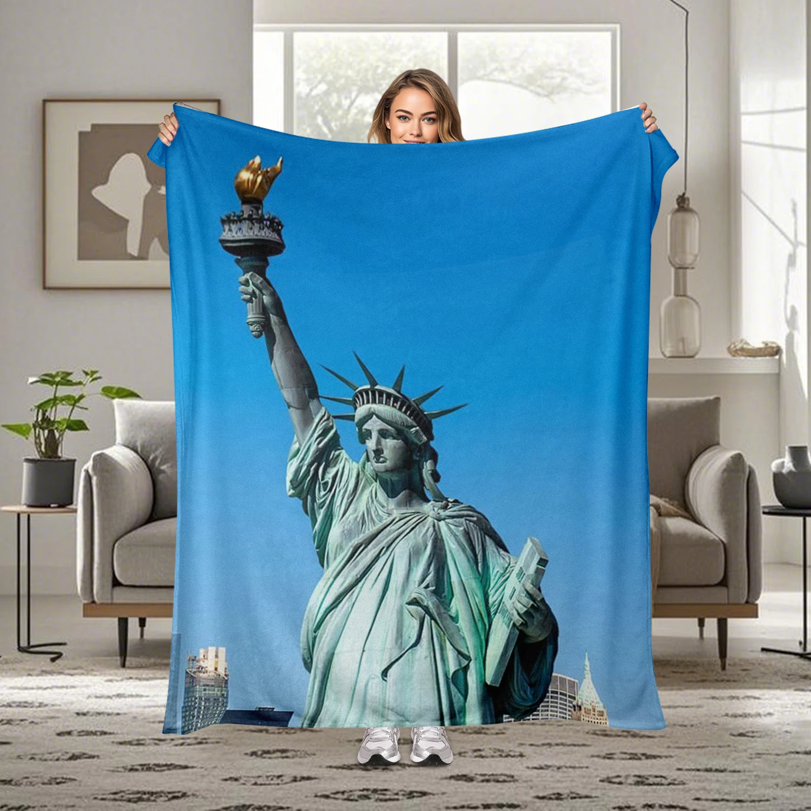 Statue Of Liberty Landmark Pattern Blanket A Wonderful Gift For Friends And Family Soft And Visually Appealing Design