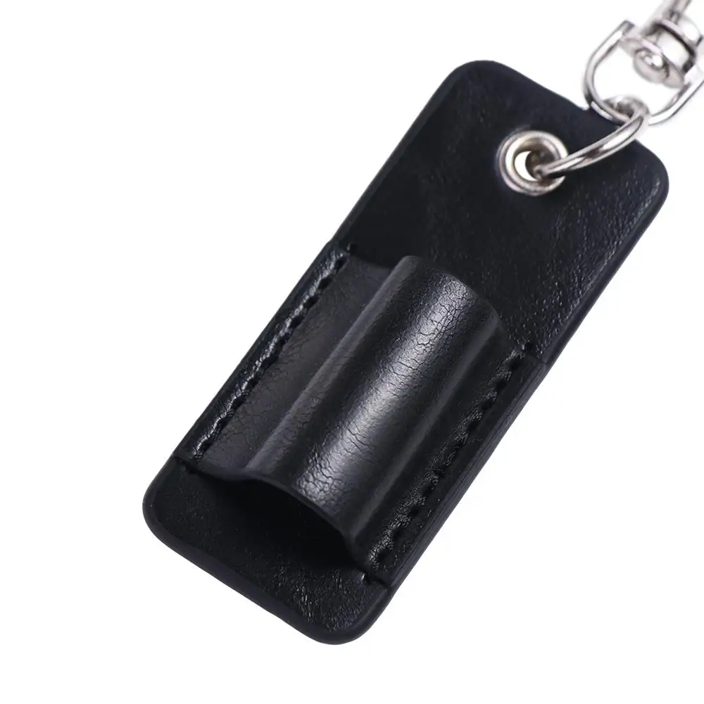 Creative Pu Leather Badge Clip School Office Stationery Pen Protector Keyring Sleeve Pouch Pen Holder Keychain Pencil Organizer
