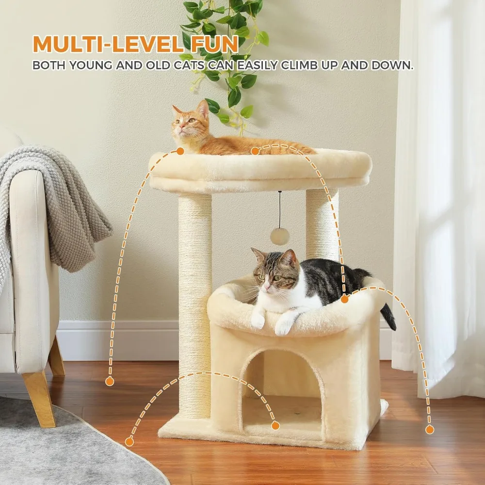Sisal Scratching Posts and Large Cat Tower with Extra-Large Perch for Indoor Feline Enthusiasts