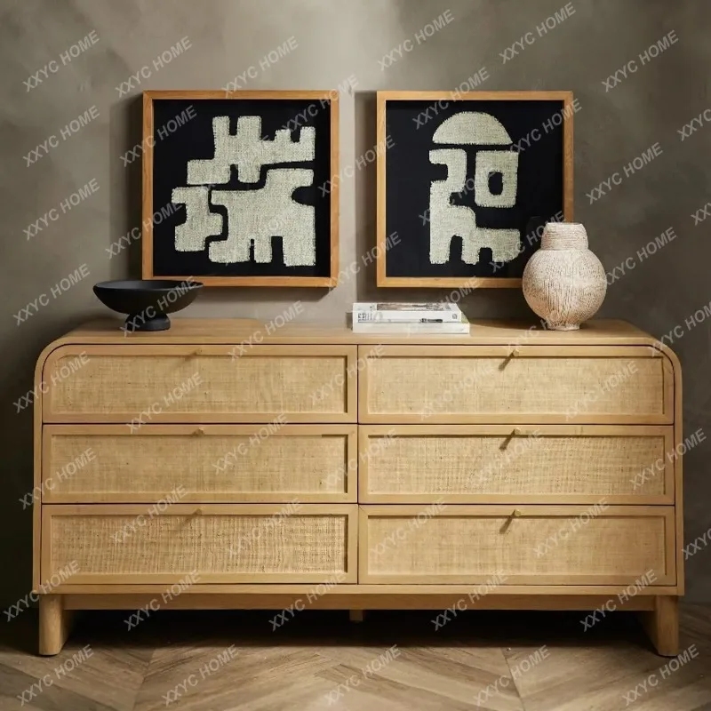XX retro six-chest cabinet solid wood light luxury dresser bedroom bedside cabinet locker