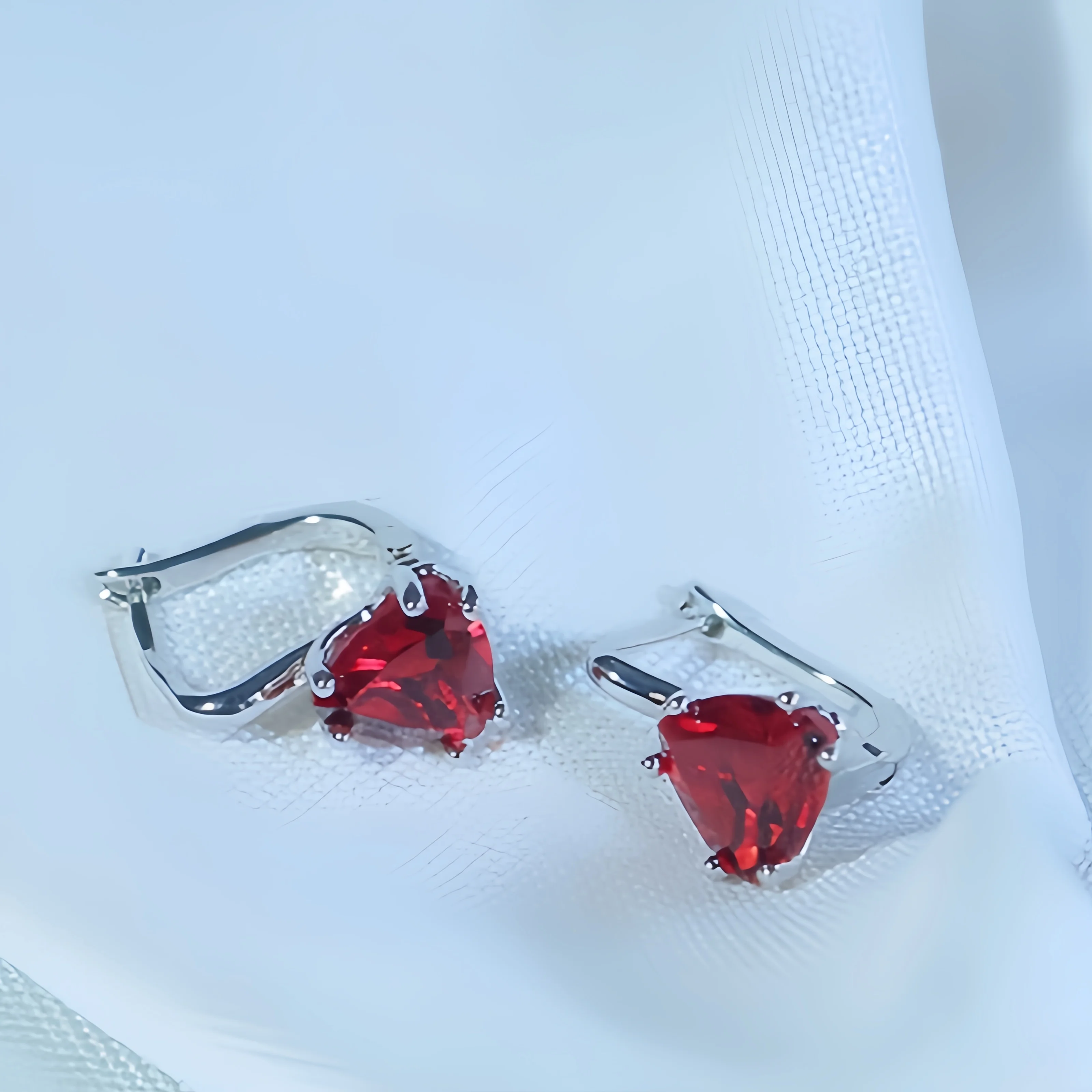 

925 Sterling Silver Earrings Garnet Clip Earring Trillion Clip Earrings Elegant Woman's Earring