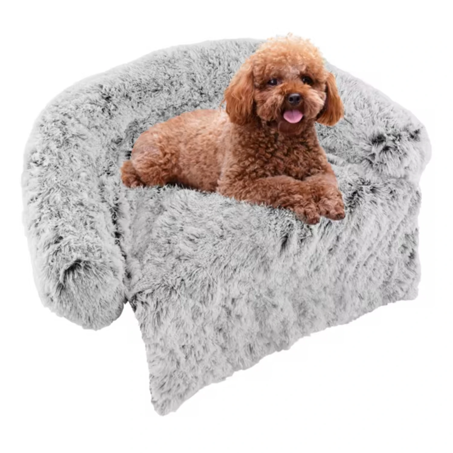 

Soft Cozy Pet Dog Bed with Removable Washable Cover Protector Plush Calming Dog Couch Bed with Anti-Slip Bottom