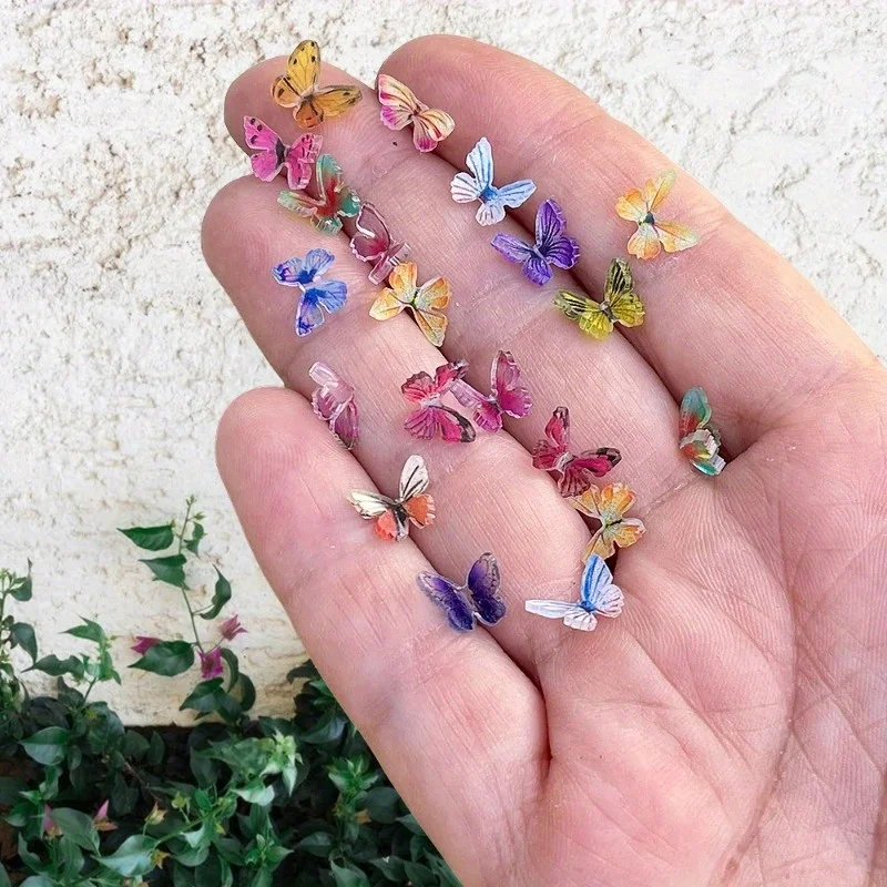 100pcs Tiny Mix Butterflies Miniature - Fairy Garden Ornament Micro Landscape DIY Crafts Decoration