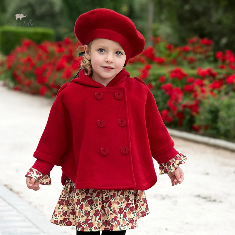 

Dave Bella Children Girls Baby Top Outerwear 2024 New Autumn Winter Fashion Casual Cute Overcoat Cloak Outdoor Warm DB4242889