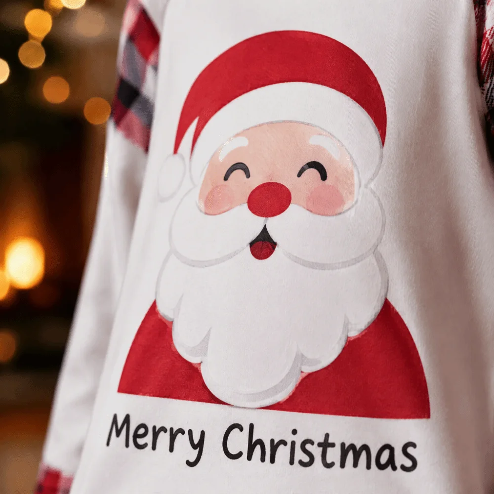 Long Sleeve Christmas Pyjamas Set Plaid Printed Santa Claus Family Matching Pyjamas Two Piece Set Deer Xmas Sleepwear Loungewear