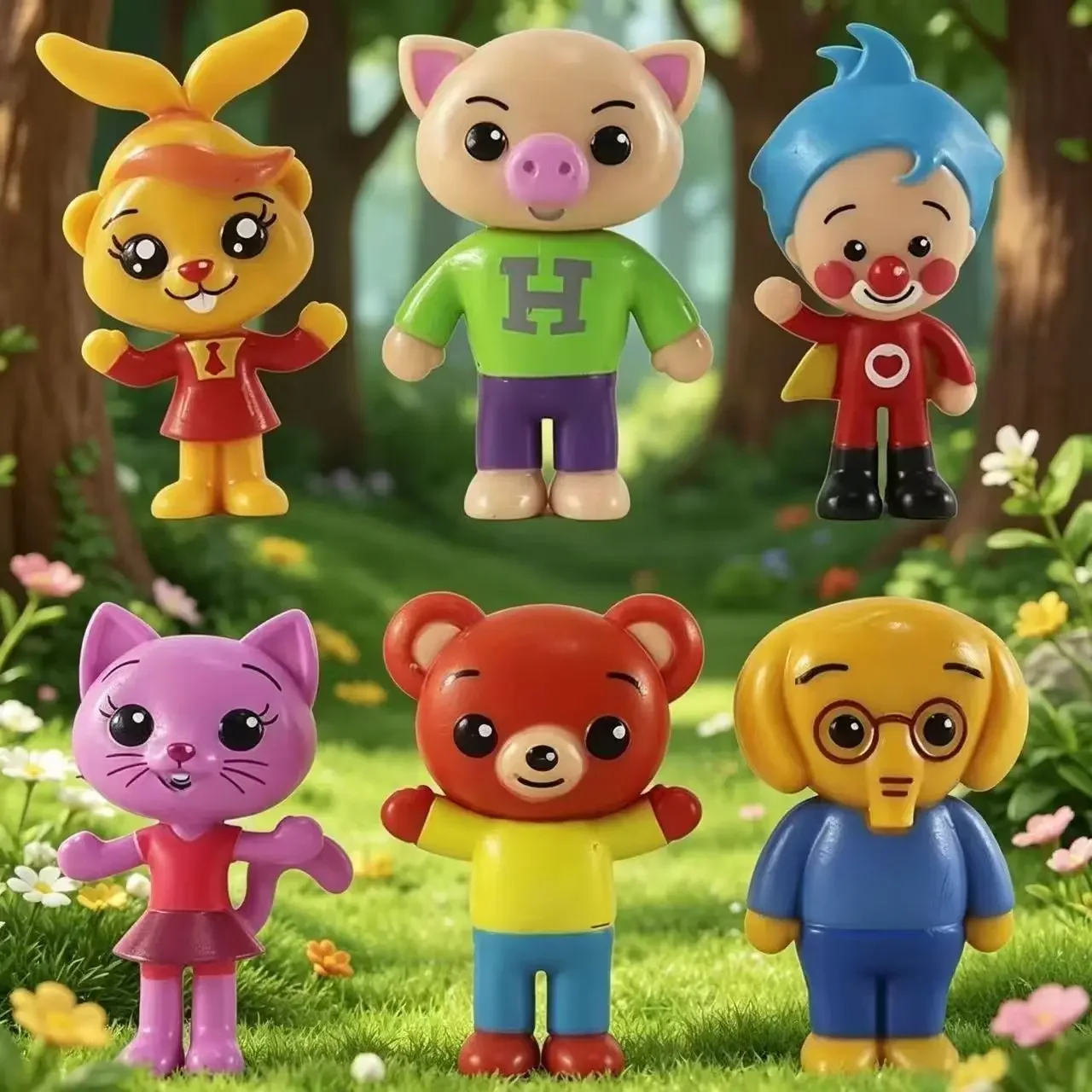 6 Cartoon Character Doll Set, Kids' Favorite Toy Figures, Halloween Gift, Cute Festival Game Dummies, Animal Toys