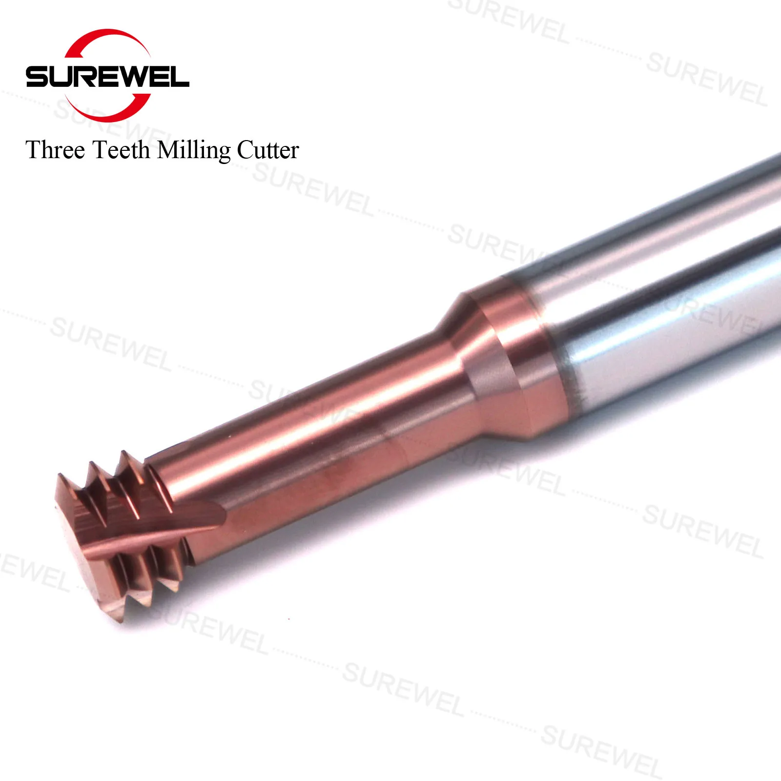 Surewel cnc ferramentas balzere revestimento carboneto rosca fresas m3 m2.5 m12 três dentes rosqueamento endmill para aço inoxidável