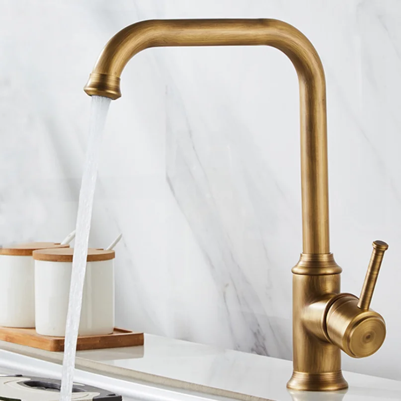 Antique Kitchen Faucet 360 Rotating Swivel Gold Sink Faucet Mixer Tap Fashion Sink Faucet Copper Hot And cold Basin Faucet Tap