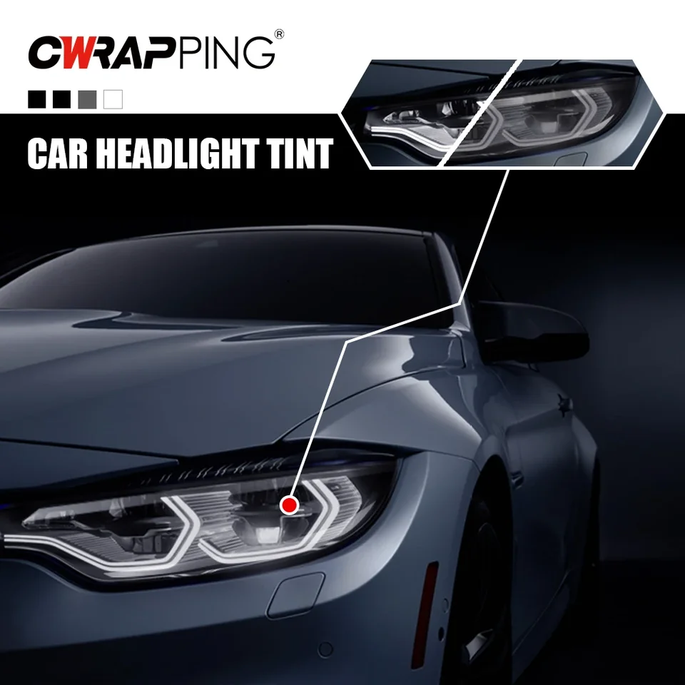 50x200cm Car Headlight Tint Film Smoke Fog Light Light Vinyl Film PVC Black Tint Vinyl Waterproof Film for Moto Auto Accessories, image 2