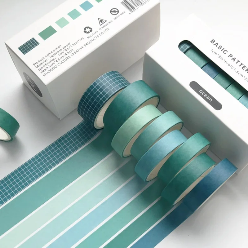 8 rollen per doos effen kleur decoratieve tape set DIY scrapbook journal decoratie schrijfwaren knutseltape