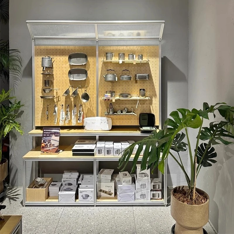 Creative aluminum profile display cabinet private room birch storage cabinet floor tool ornament hole plate display