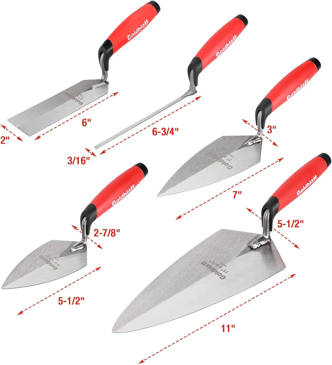 

12PC Masonry Hand Tool Set Organized in Tool Bag - Philadelphia/Pointing/Margin/Tuck Pointing Trowel, Skate Wheel Joint Raker