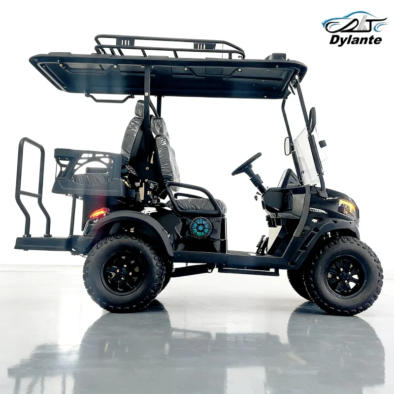 High Quality Two-Seater 72V Long Distance Electric Golf Cart With Cargo Box And Off-Road Tires For Farm And Hunting Grounds