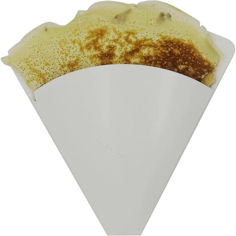 

Regular Size White Perforated French Crepe Holder Pack of 100 250gram Cardboard Heavy Duty Food Safe Disposable Food Wrappers f