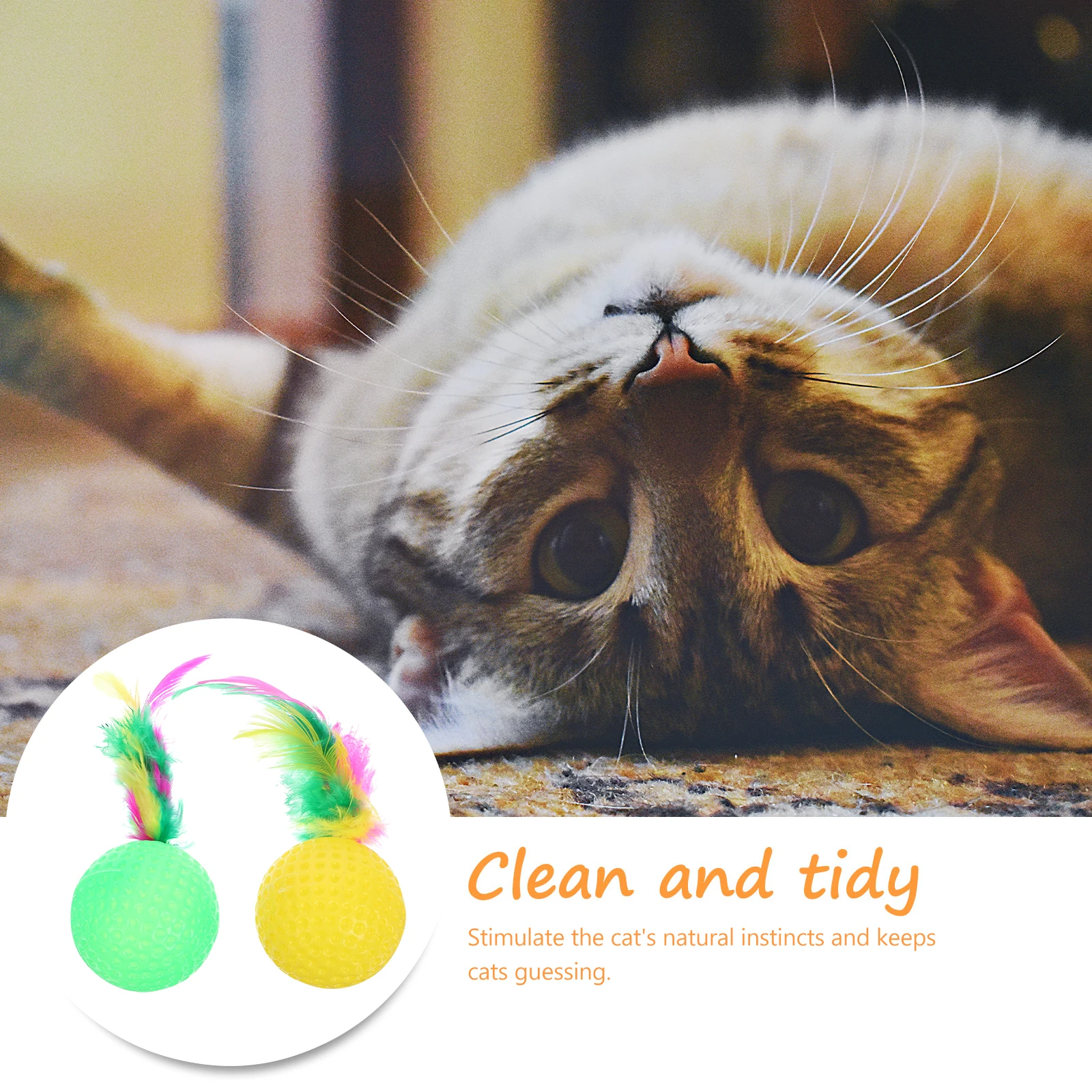 

2 pcs Plastic Ball Toys Colorful Balls for Cat Indoor Play Stimulate Instincts Avoid Scratching Furniture Pets Supplies