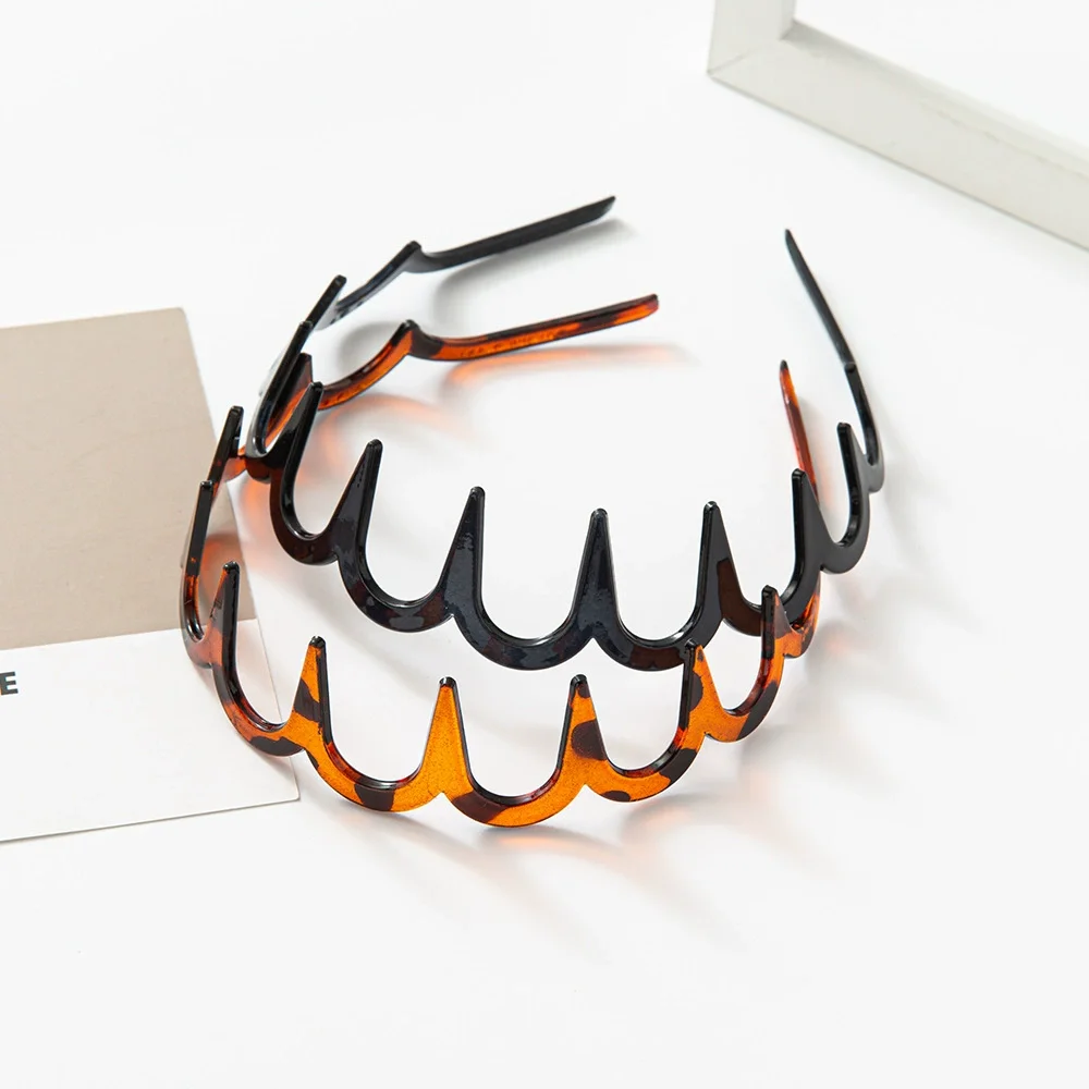 FSUNION 2PCS Donne coreane Pettine per capelli Fascia antiscivolo Cerchietti per capelli a forma di U in plastica Denti fissi Soffici Top Fascia per capelli Accessorio per capelli