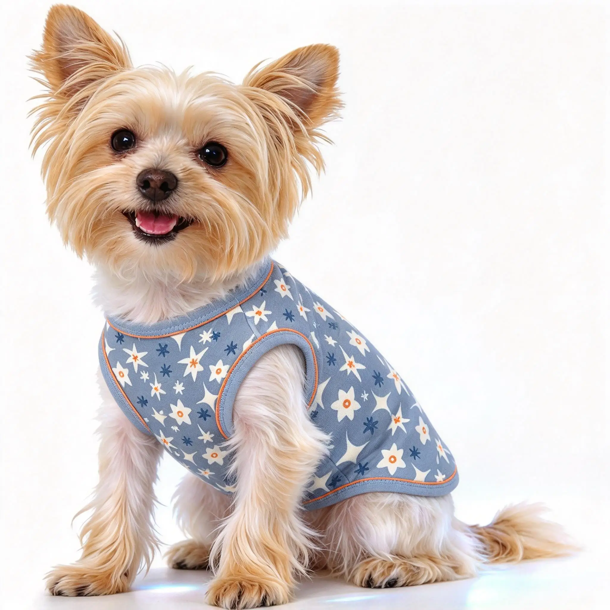 Pet Sleeveless Tank Top, Tulip & Floral Full Print Vest, Suitable for Cats and Small Dogs