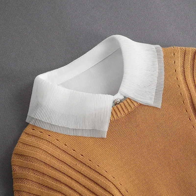 Moda 2022, cuello falso blanco con lazo frontal para mujer, cuello desmontable, cuello falso para niñas, encaje Vintage, blusa falsa para mujer