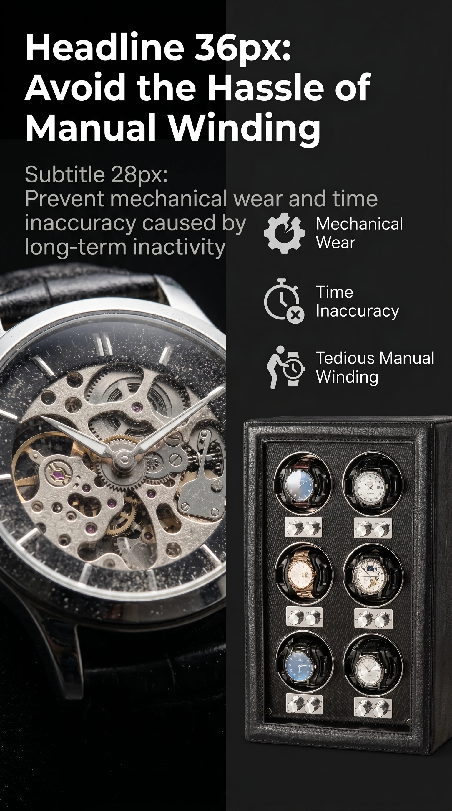 Lorvo Automatic Mechanical Watch Winders Rotating Magnetic Shield Watch Swing Device with Storage Box Watch Care Accessories