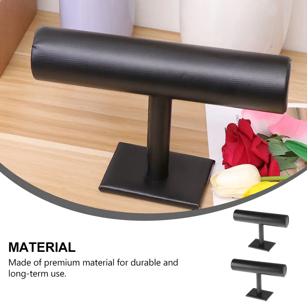 

T-Shape Jewelry Display Stand Organizer Black Premium Material Bracelet Watch Bangle Holder Soft Surface Storage Rack Elegant