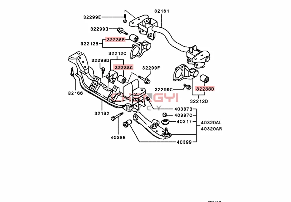 Front Differential Support Bushing Rubber Sleeve For Pajero Pinin H65W H66W H67W H76W H77W MB430694 MB672106