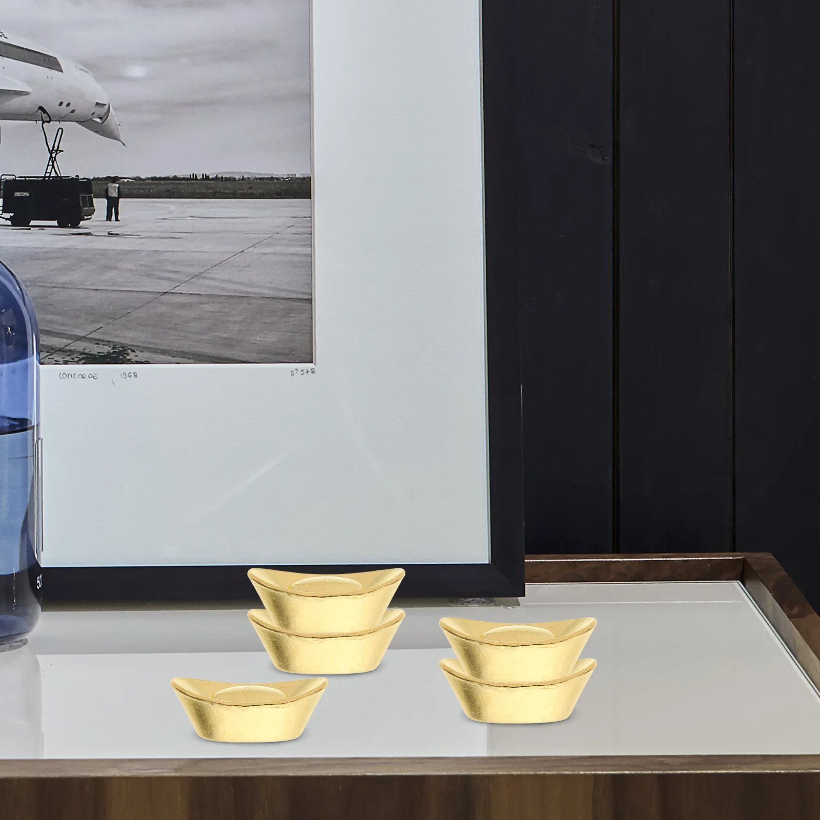 

10 Pcs Gold Ingot Ornament Desktop Ornaments Home Decor Statuette Elegant Crafts Decoration Zinc Alloy Models