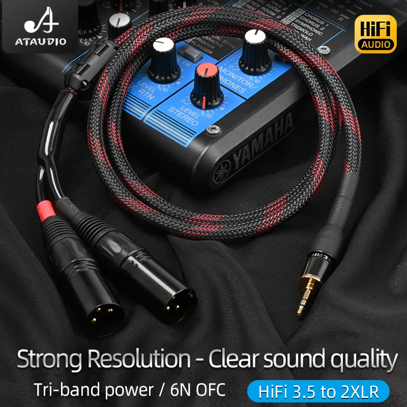 ATAUDIO HiFi XLR Cable 3.5mm to XLR Aux Audio Cord TRS Stereo 3.5 to 2XLR Male for Microphone Computer Phone Speaker Amplifier