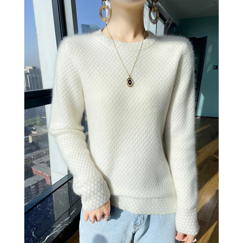 2023 Autumn Winter New 100% Cashmere Sweater O-neck Women\'s High Quality Pullover Female Loose Large Size Thicken Knitted Jumper