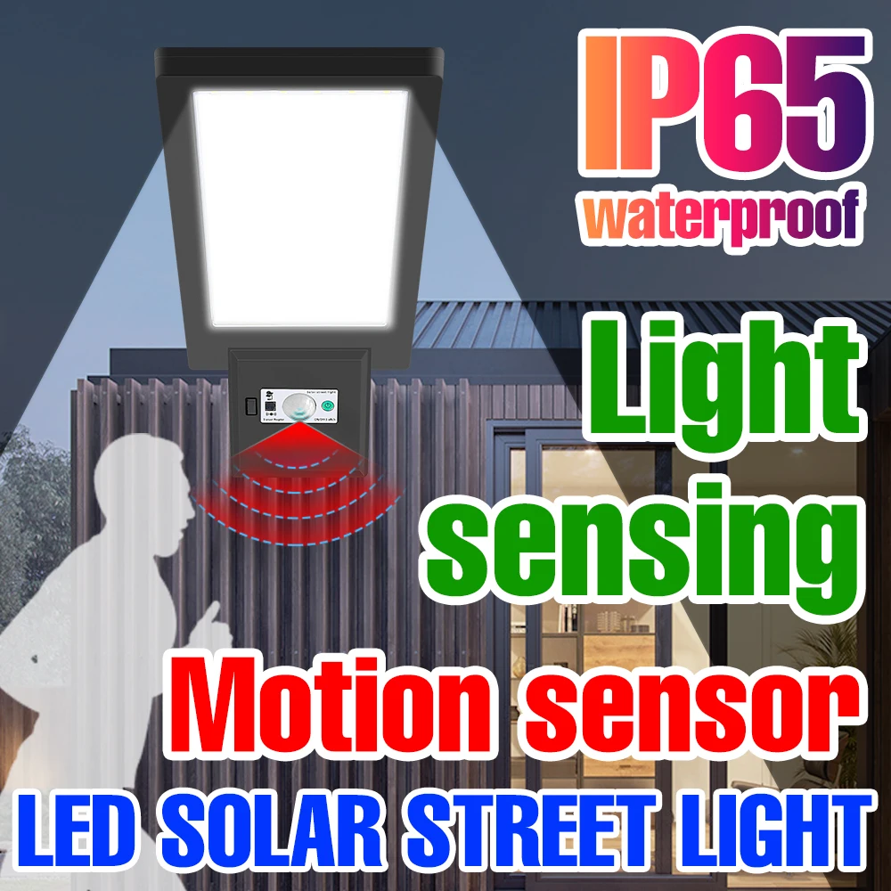 

LED Solar Lamp Outdoor Street Light With Motion Sensor Solar Panel LED Lamp Waterproof Spotlights For Exterior Garden Decoration