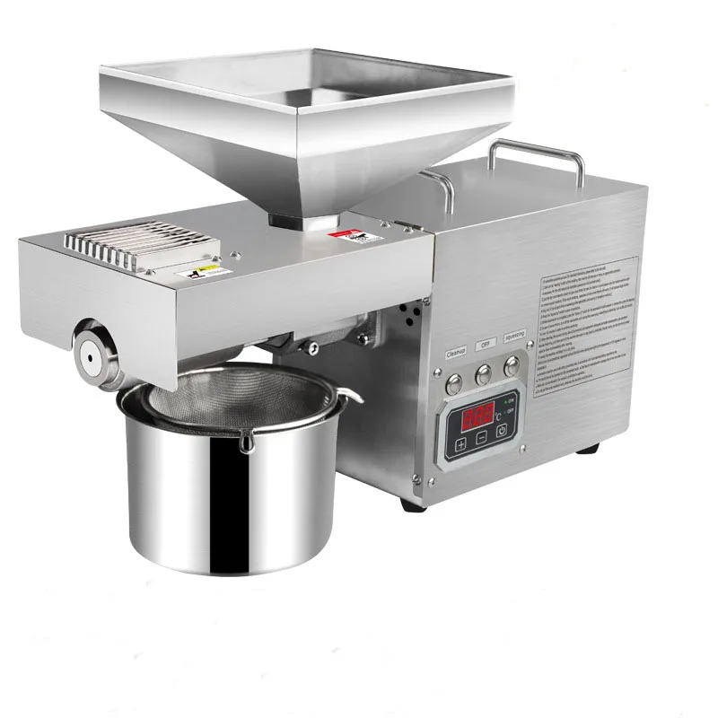 Household Mini Stainless Steel Cold Screw Oil Press Machine Oil Extractor for Sunflower Soybean Palm Seeds Oil Pressing
