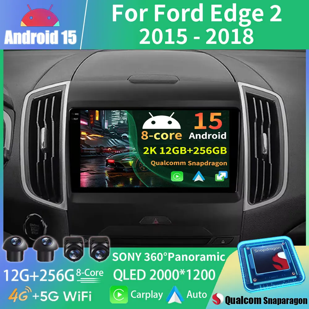 

Android 15 Carplay For Ford Ranger 2 Everest 2 For Ford Edge 2 2015 2016 - 2018 Car Radio Multimedia Player GPS Stereo Head Unit