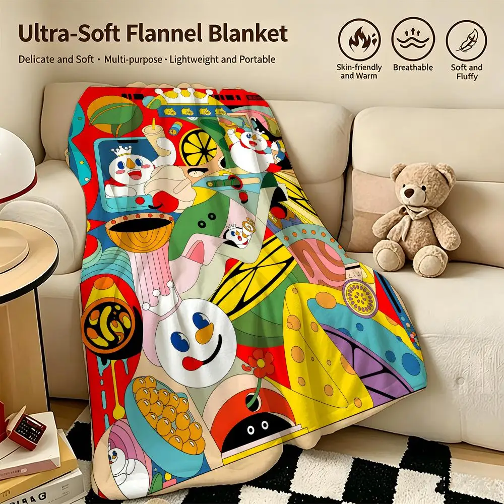 food M-Mixue Ice Cream Tea-a Throw Warm Soft Flannel Blanket, Multi-use for Sofa Bed Camping Travel Nap