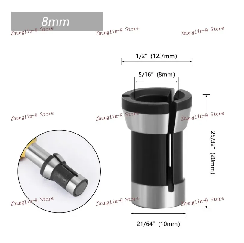 1PC / 3PC High Precision Adapter Collet 8mm 6.35mm 6mm Chuck Engraving Trimming Machine Router Milling Cutter Accessories