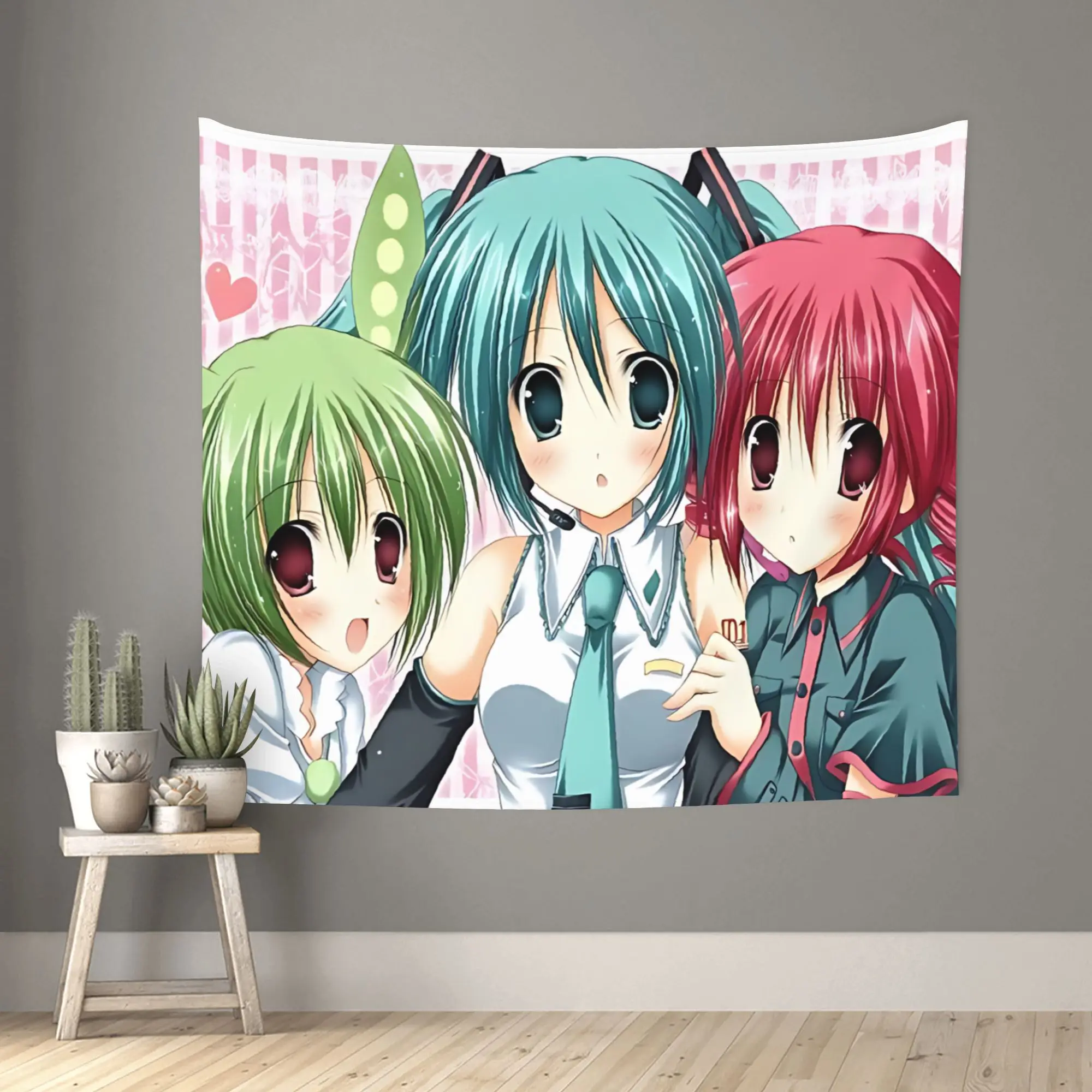 Customized Hatsune Miku cutecore Tapestry Bedroom Decoration  Wall Hanging Blanket Tapestry Cool Stuff For Room