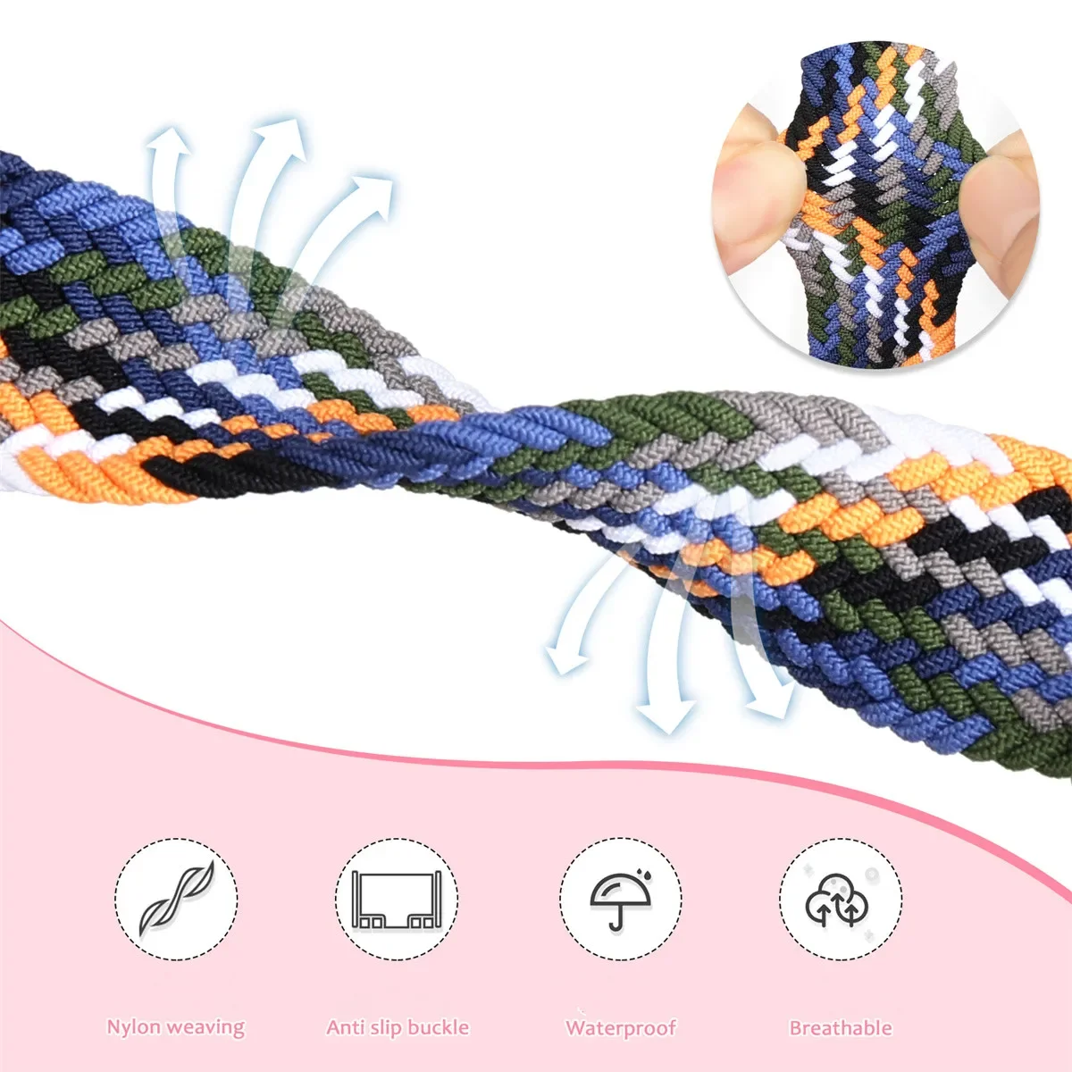 Elastic Braided Magnetic Strap for Xiaomi Redmi Watch 4 Band,Adjustable Woven Nylon Bracelet Wristband for Xiaomi Mi Band 8 Pro