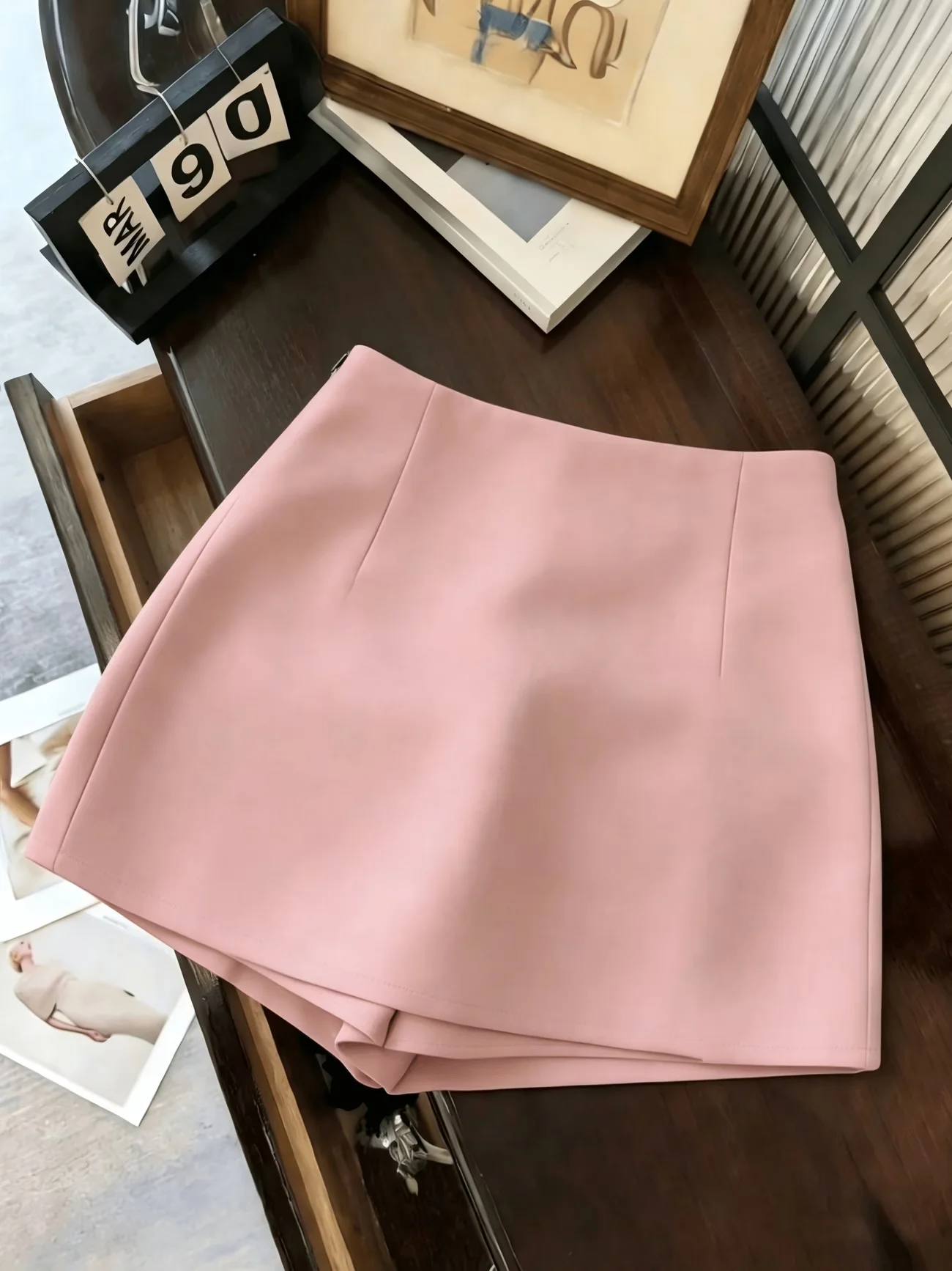 New women's fashionable, casual, versatile, all-season solid color high-waisted slit culottes