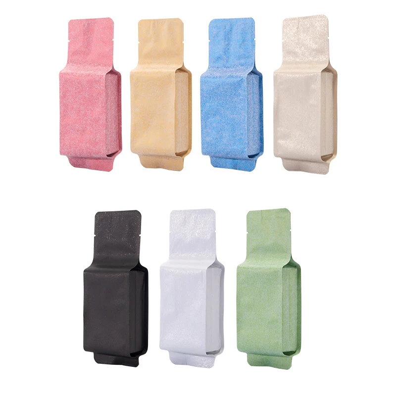 10pcs Open Top Extended Silk Cotton Paper Aluminum Foil Package Bags Heat Sealing Tea Coffee Powder Cereal Nut Dampproof Pouches