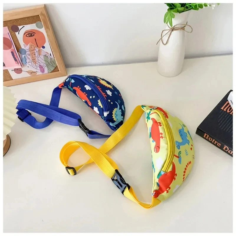 Children's Cartoon Dinosaur Crossbody Shoulder Bag, Kids' Waist Bag, Kids' Belt, Coin Purse, Armazenamento, Esporte, Corrida, Money Pouch