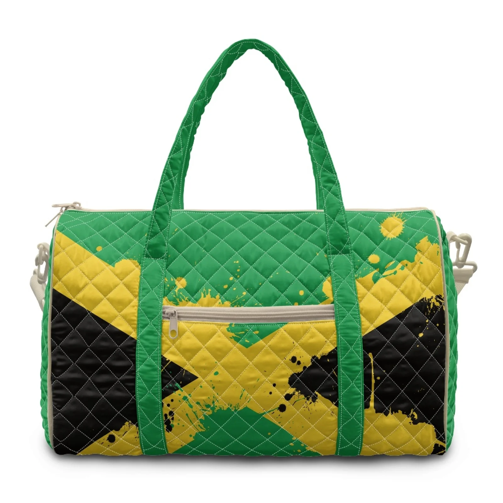 Coloranimal Jamaican Flag Print New Trend Travel Tote Bags Polyester Large Capacity Workout Duffle Bag for Beach