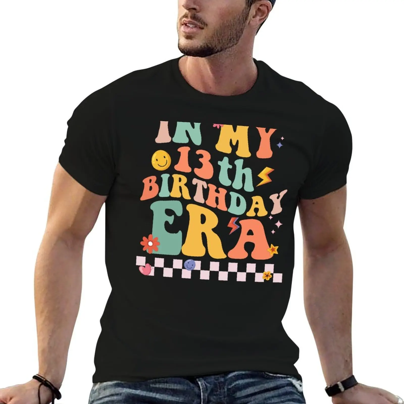 Retro in my 13th birthday era Birthday Gift,Groovy 13 Year old Boys and Girls T-Shirt t shirt man plain T-Shirt