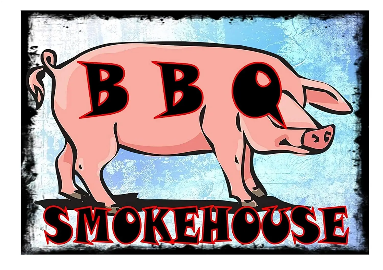 Vintage New Tin Poster BBQ Smokehouse Sign Vintage Style BBQ Sign Barbecue Metal Tin Sign 8x12 Inch Retro Art Family Kitche sign