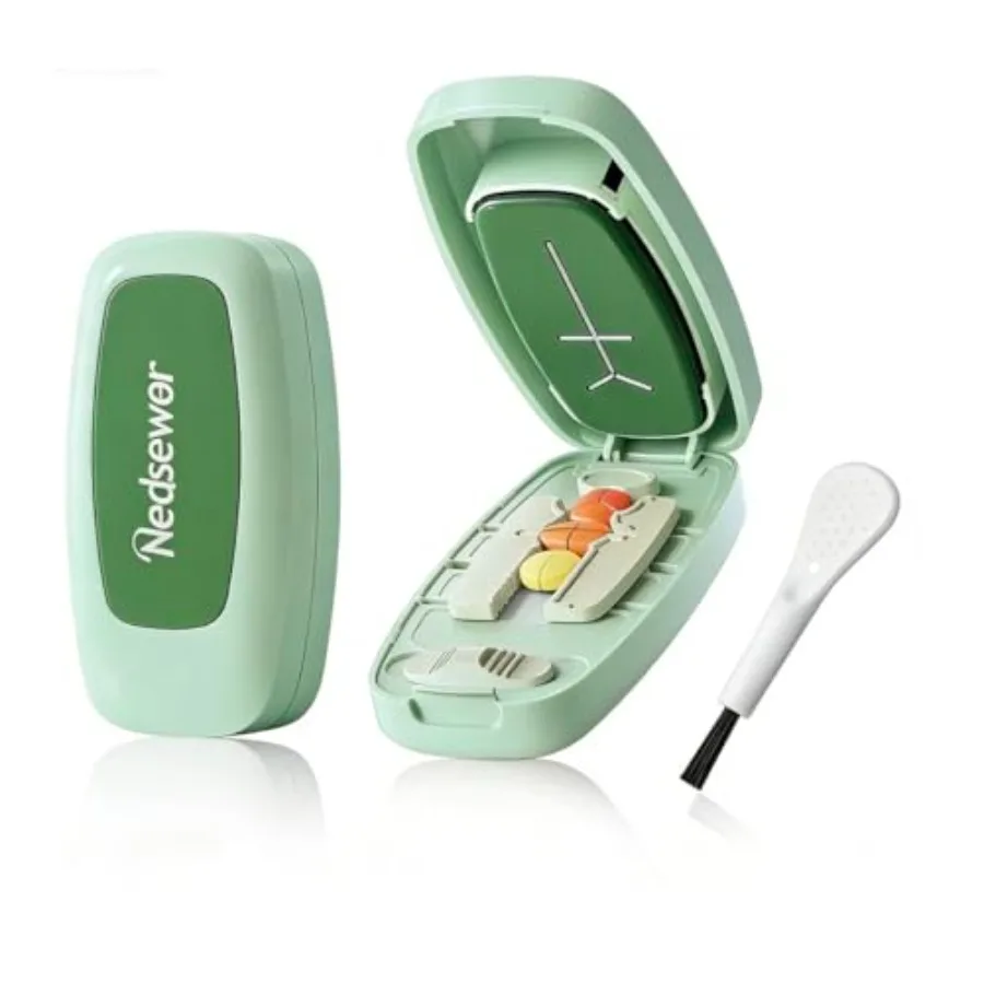 

Pill Cutter for mall and Ti Pill - Adjutable Multi-Cut Tablet plitter 1/2, 1/3, 1/4 Cu, afe Hidden Blade and Pable Carry Around