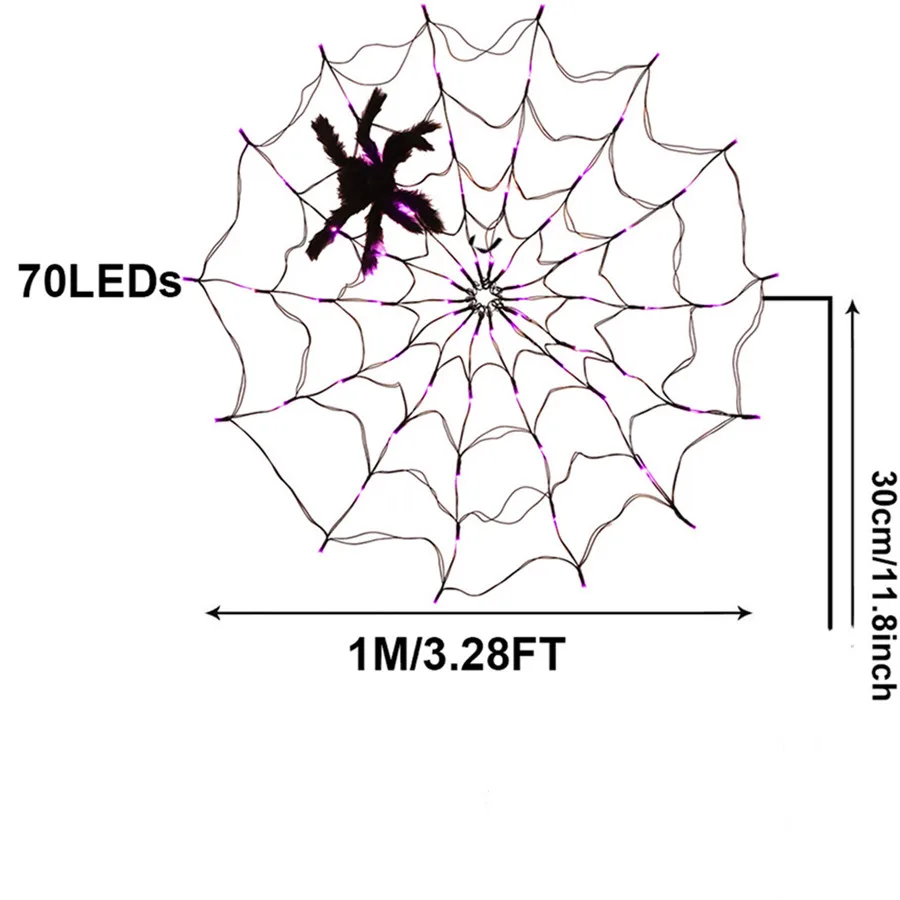 Kreative Fernbedienung 8 Modi Horror Netz Licht im Freien 70led Halloween Spider Mesh String Licht für zu Hause Halloween Party Urlaub Dekor