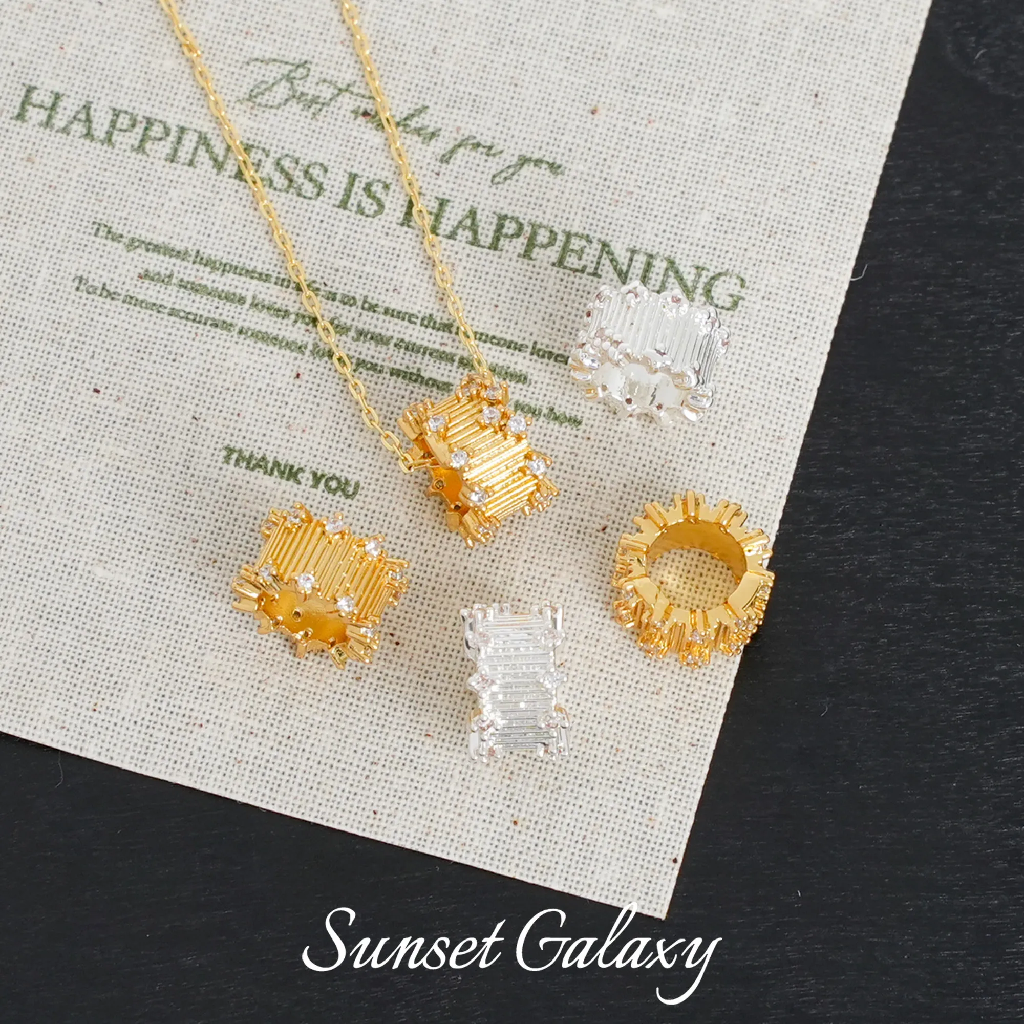 18k Gold-plated Micro-inlaid Zircon Wheel Bead Spacer Handmade DIY Beaded Bracelet Necklace Jewelry Accessories Material