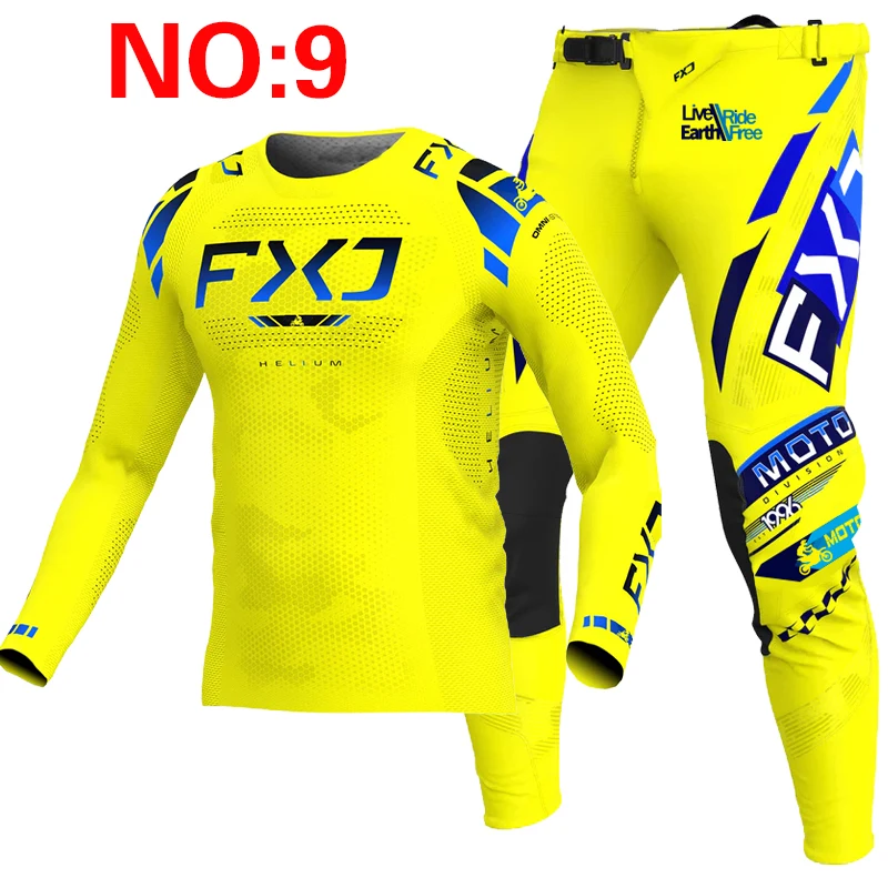 NEUES 2025, FXJ gelbes Enduro-Motocross-Ausrüstungsset, MX-Jersey-Hose, grüne Motorradbekleidung, MTB-Carracing-Anzug, Offroad-Ausrüstung 6