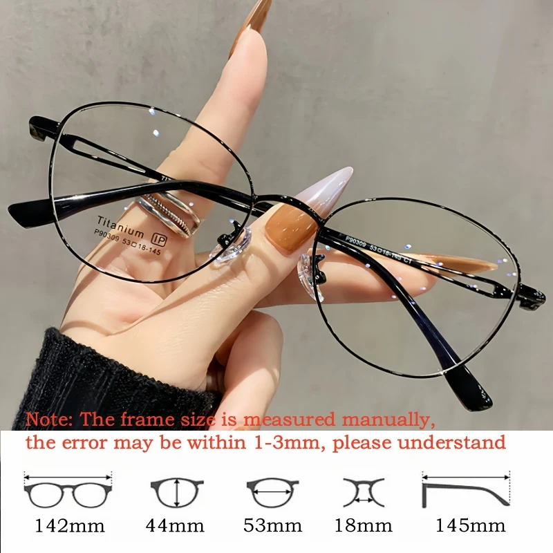 YIMARUILI Retro Oval High Quality Titanium Alloy Women's Cat Eye Glasses Ultra Light Fashion Temperament Eyeglasses Frame PZ-903