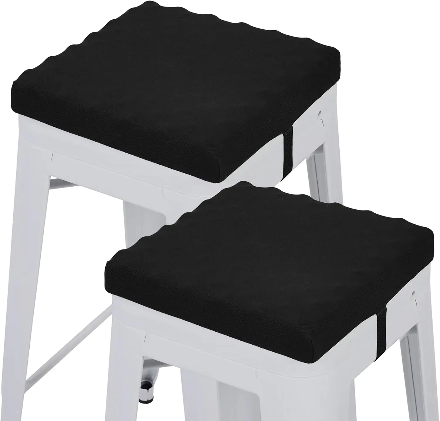 

12 Hes Non Slip Stool Cushion Square Set Of 2, Soft Bar Stool Cushion With Ties Square Seat Cushion For Stackable Kitchen