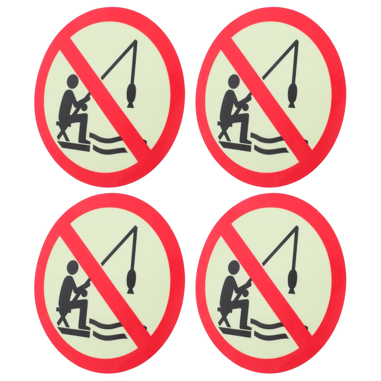 4 Pcs 낚시 표지판 없음 개인 재산 경고 스티커 게시된 인광 필름