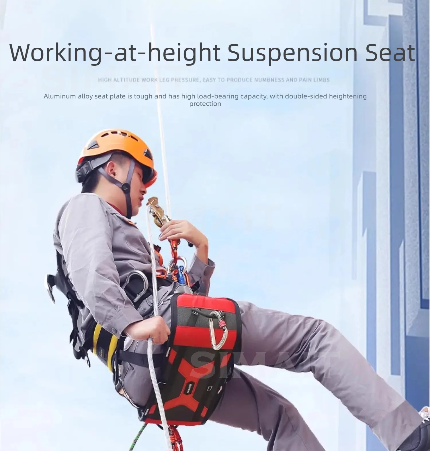 Aluminum Nylon Suspension Seat for Work At Height Portable Safety Saddle with Harness Fall Protection